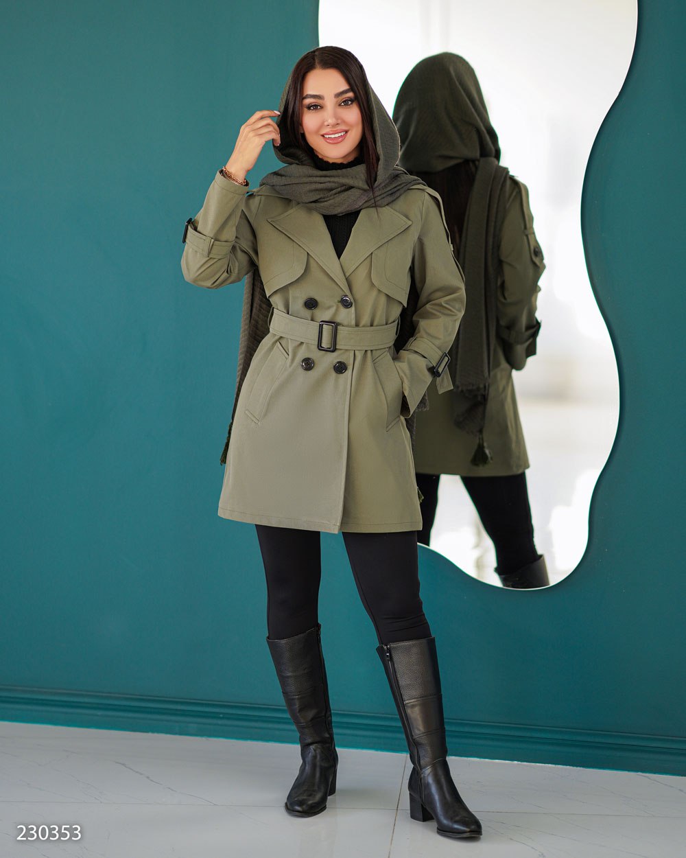 بارانی پشت ژیله دار یقه انگلیسی پلاس